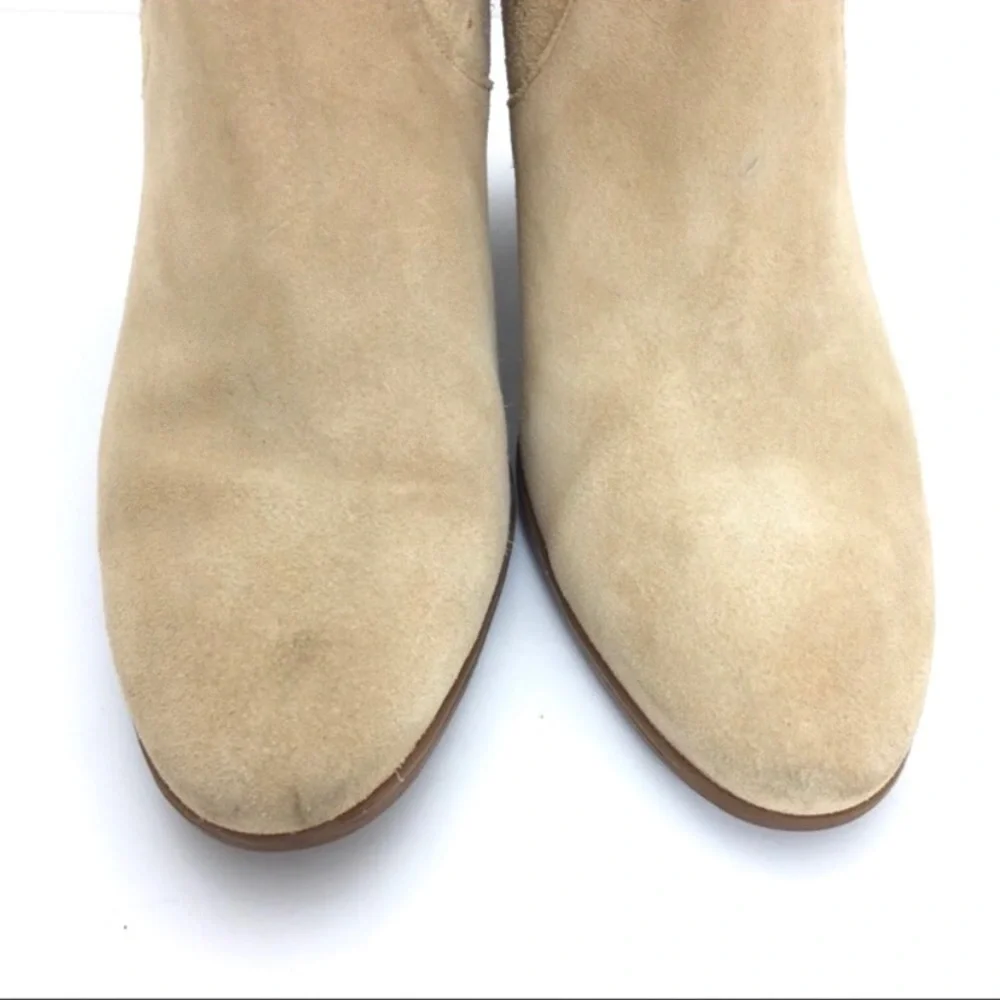 ENZO Angiolini Gettup Laser-Cut Suede Perforated Ankle Boot in National Beige